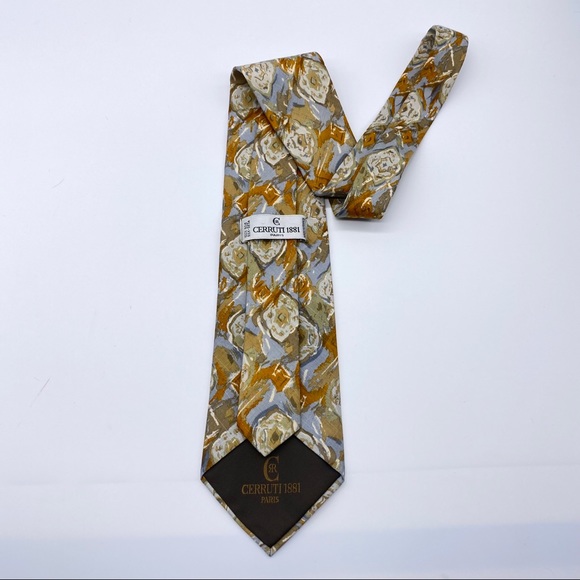 Cerruti 1881 Paris Blue & Brown Abstract Print Tie - Picture 2 of 4